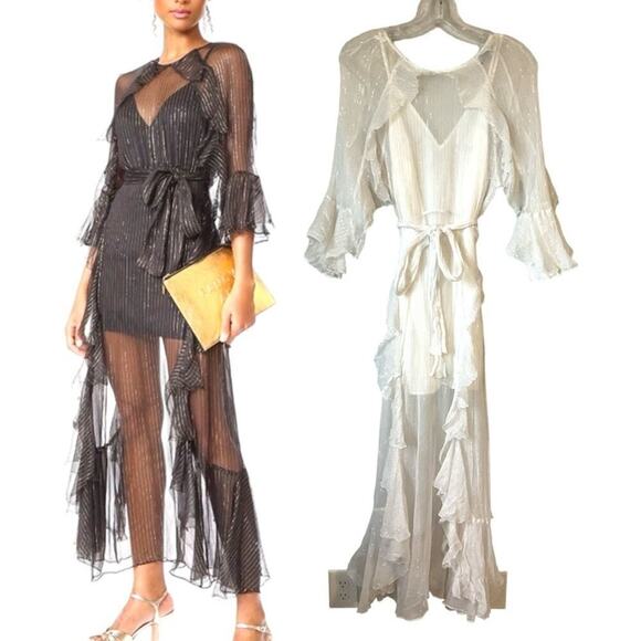 Alice McCall Moon Dance Maxi Dress in Metallic White Size 6 - Picture 1 of 12